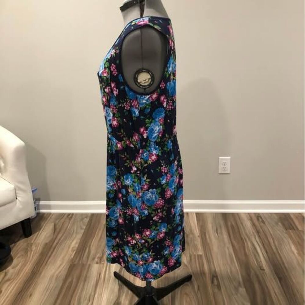 Dress XL Serra Sleeveless Blue Floral Print With Pockets C5459 - Picture 3 of 6